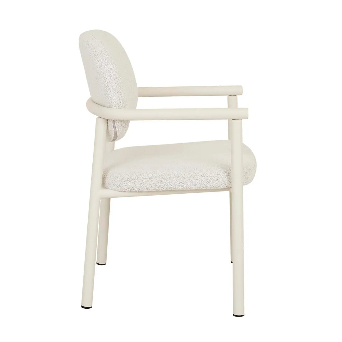 GlobeWest | Lori Metal Frame Dining Armchair | Birch Boucle & Bone Powdercoated Metal