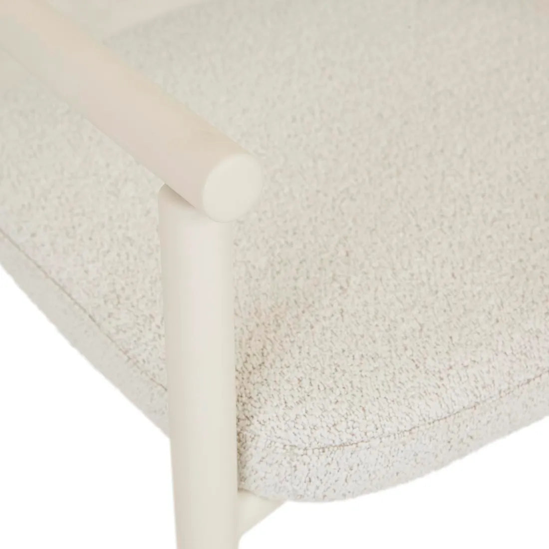 GlobeWest | Lori Metal Frame Dining Armchair | Birch Boucle & Bone Powdercoated Metal