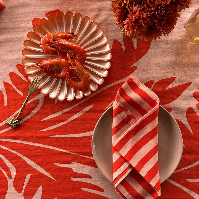 Parfait Napkin Set of 4 | Red & Apricot Stripes