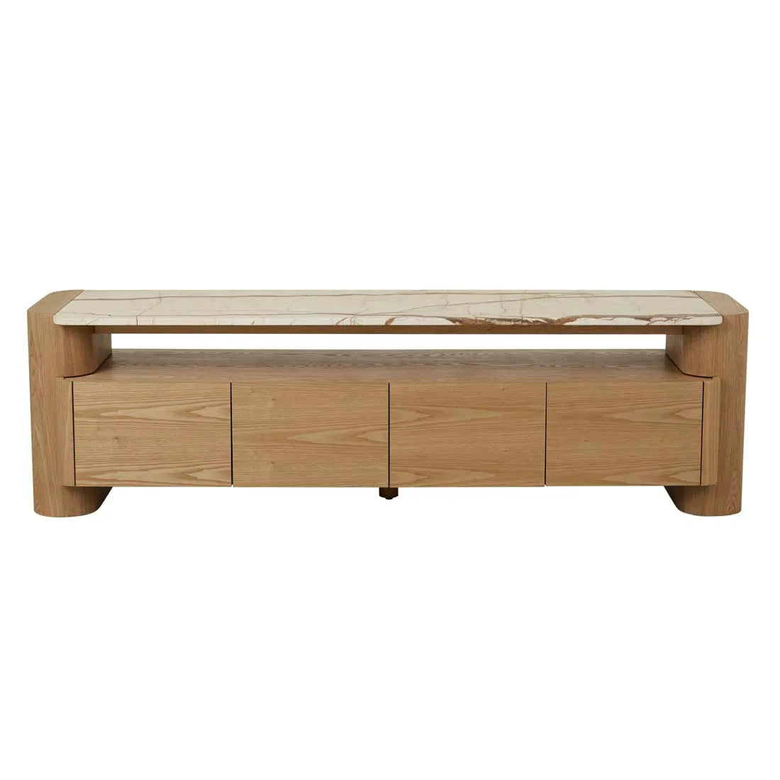 GlobeWest | Floyd Entertainment Unit | Brown Vein Marble & Natural Ash