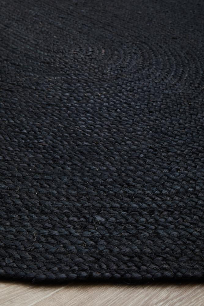 Manly Black Oval Rug