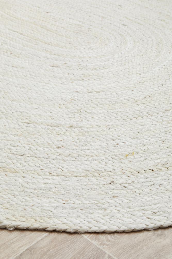 Manly White Oval Rug