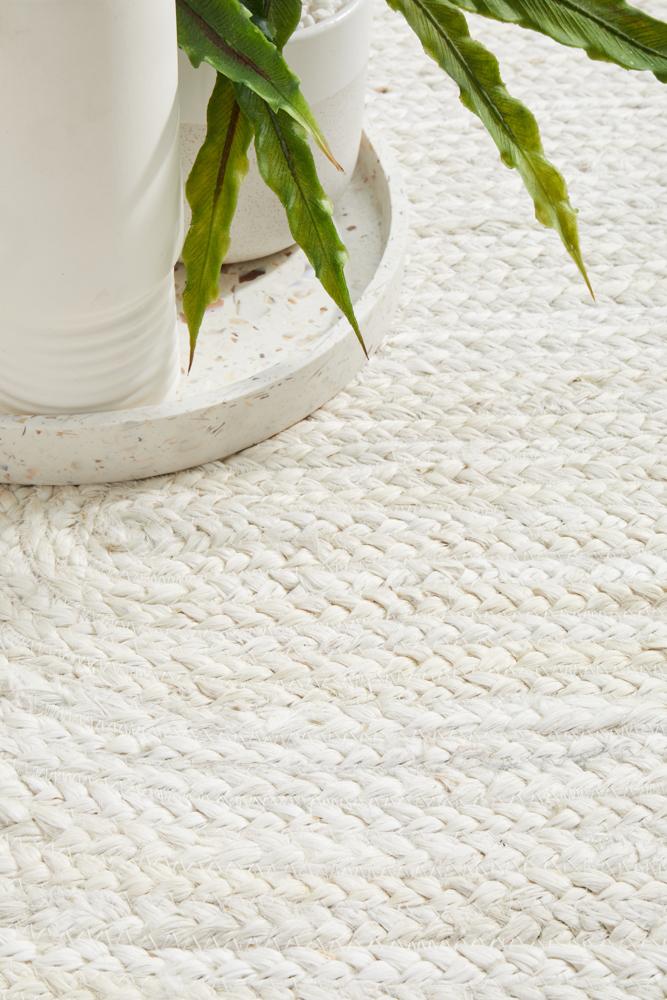 Manly White Oval Rug