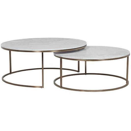 GlobeWest | Elle Round Marble Nest Coffee Table