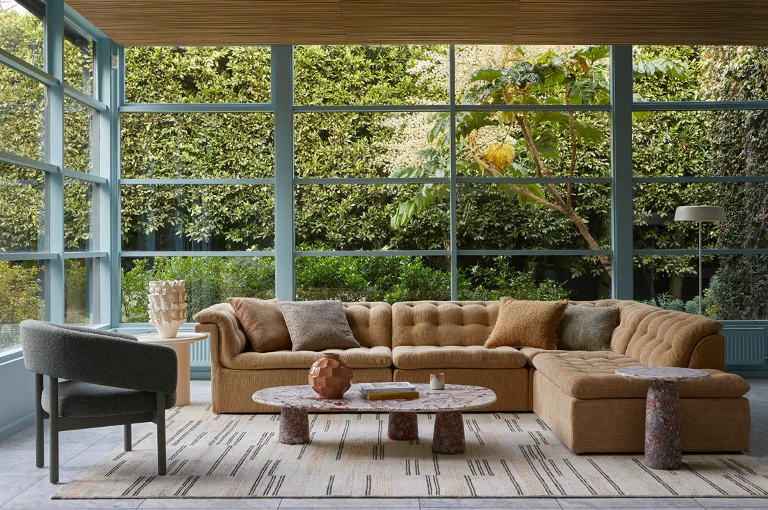 GlobeWest | Natadora Furrow Modular Sofa | Toffee Sherpa