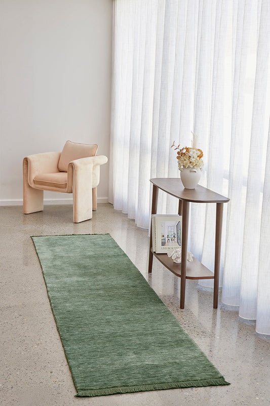 Conscious Loom Earthbound Sage Green Runner Rug