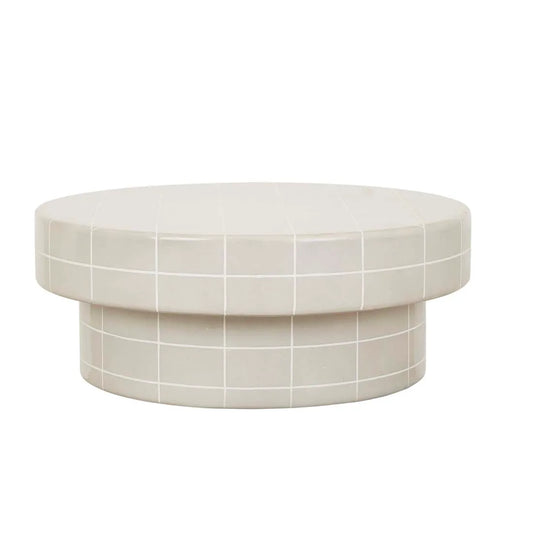 GlobeWest | Seville Tile Round Coffee Table | Pearl White