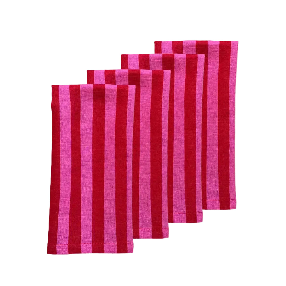 Aura Napkin Set of 4 | Pink & Red Stripes