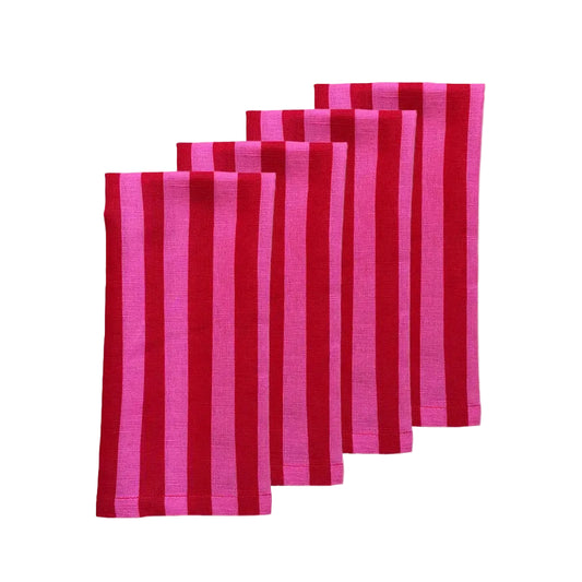 Aura Napkin Set of 4 | Pink & Red Stripes
