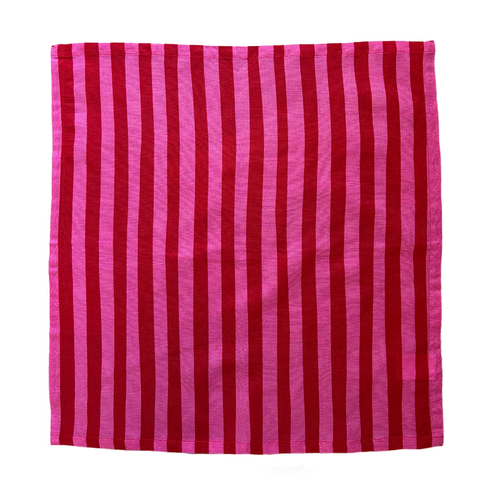 Aura Napkin Set of 4 | Pink & Red Stripes