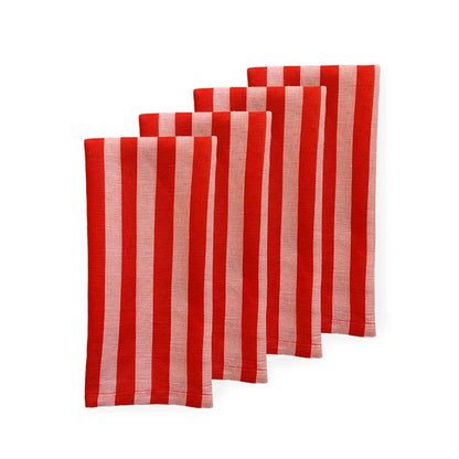Parfait Napkin Set of 4 | Red & Apricot Stripes