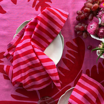 Aura Napkin Set of 4 | Pink & Red Stripes