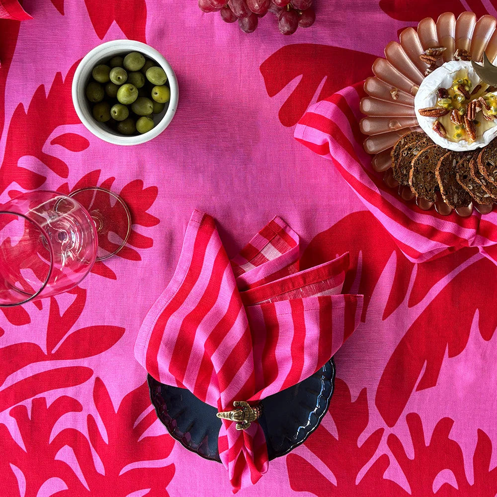 Aura Napkin Set of 4 | Pink & Red Stripes