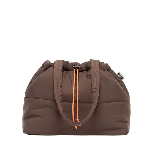 Scrunch Base Puffer Tote | Chocolate/Orange