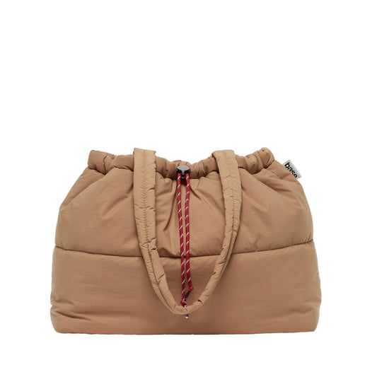 Scrunch Base Puffer Tote | Hazelnut/Burgundy