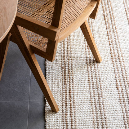 Ossie Rug/Runner | White With Natural Stripe