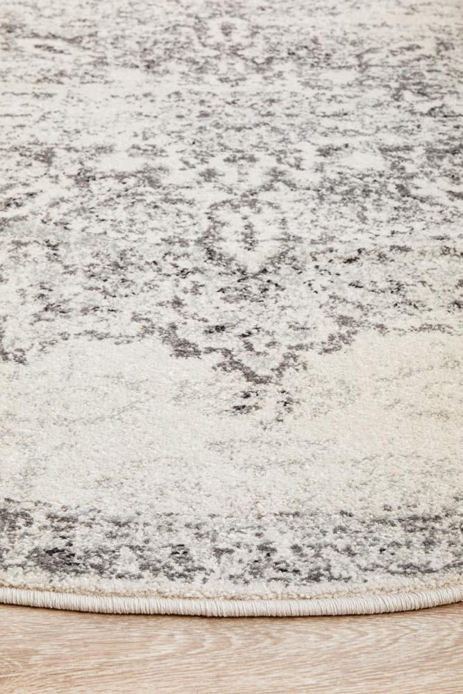 Monochrome Maisy Silver Round Rug