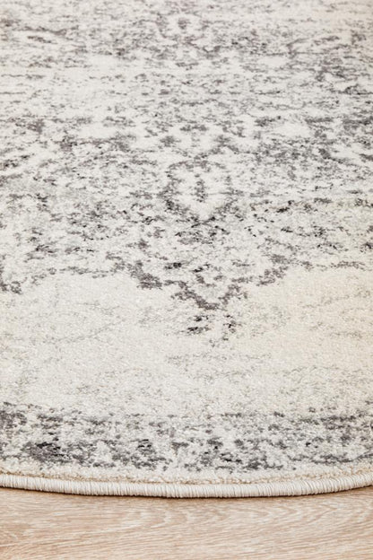 Monochrome Maisy Silver Round Rug